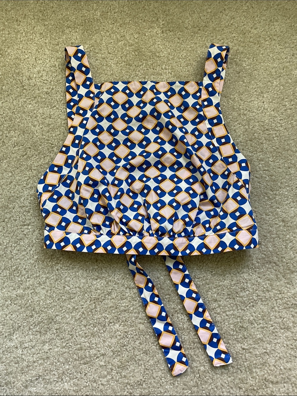 Zara Retro Mod Print Tie Back Cotton Tank Top - Picture 2 of 6